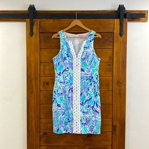 Lilly Pulitzer Ryder lace front shift dress Lilly’s lilac Nike ink sz 10 L